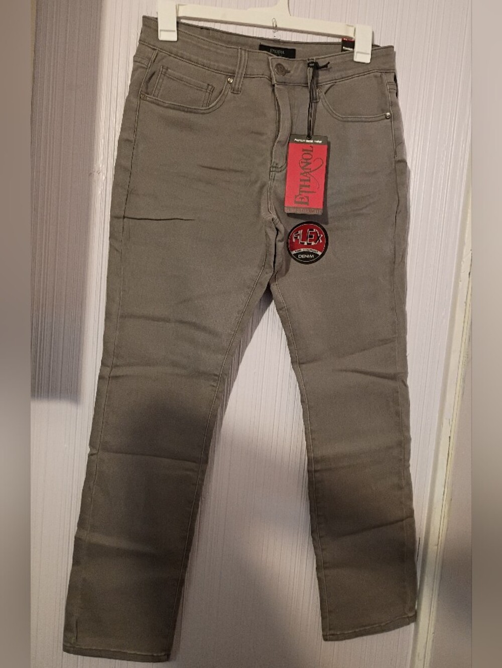 New Ethanol  Slim Straight Flex Denim Jeans Gray Size 34